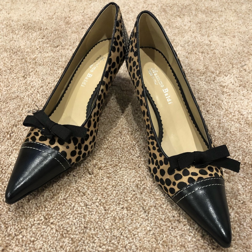 Massimo Baldi Animal Print Black and Tan Pump 6.5B